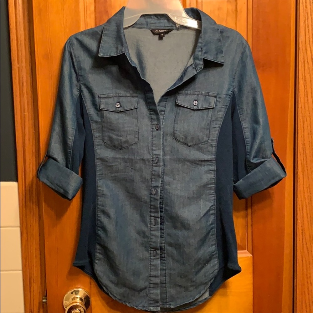 Fake jean button up